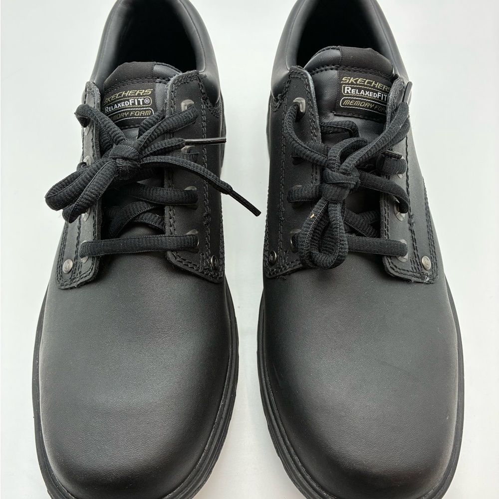 Skechers Men's Black Relaxed Fit Lace-Up Casual Oxfords, 11